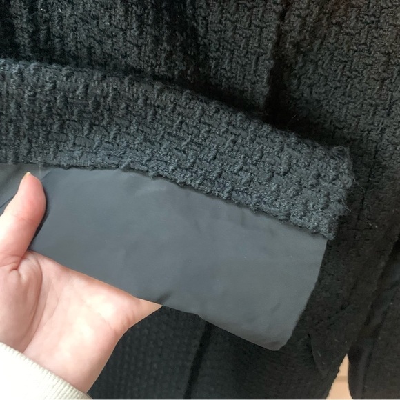 BCBGMAXAZRIA Wool Blend Black  Pea Coat Woven Fold Over High Neck XXS - Picture 7 of 10